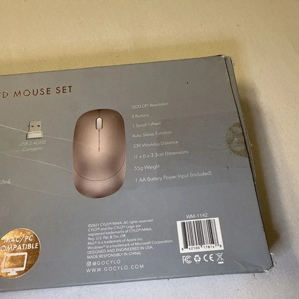 Cylo Wireless Touch Keyboard and Mouse Set Plug & Play Brand-new Open ‎ , Silver